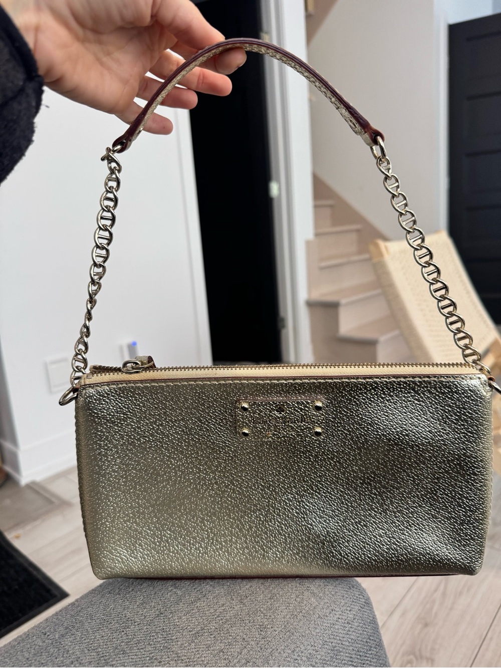 kate spade Metallic Gold Chain-Handle Wristlet